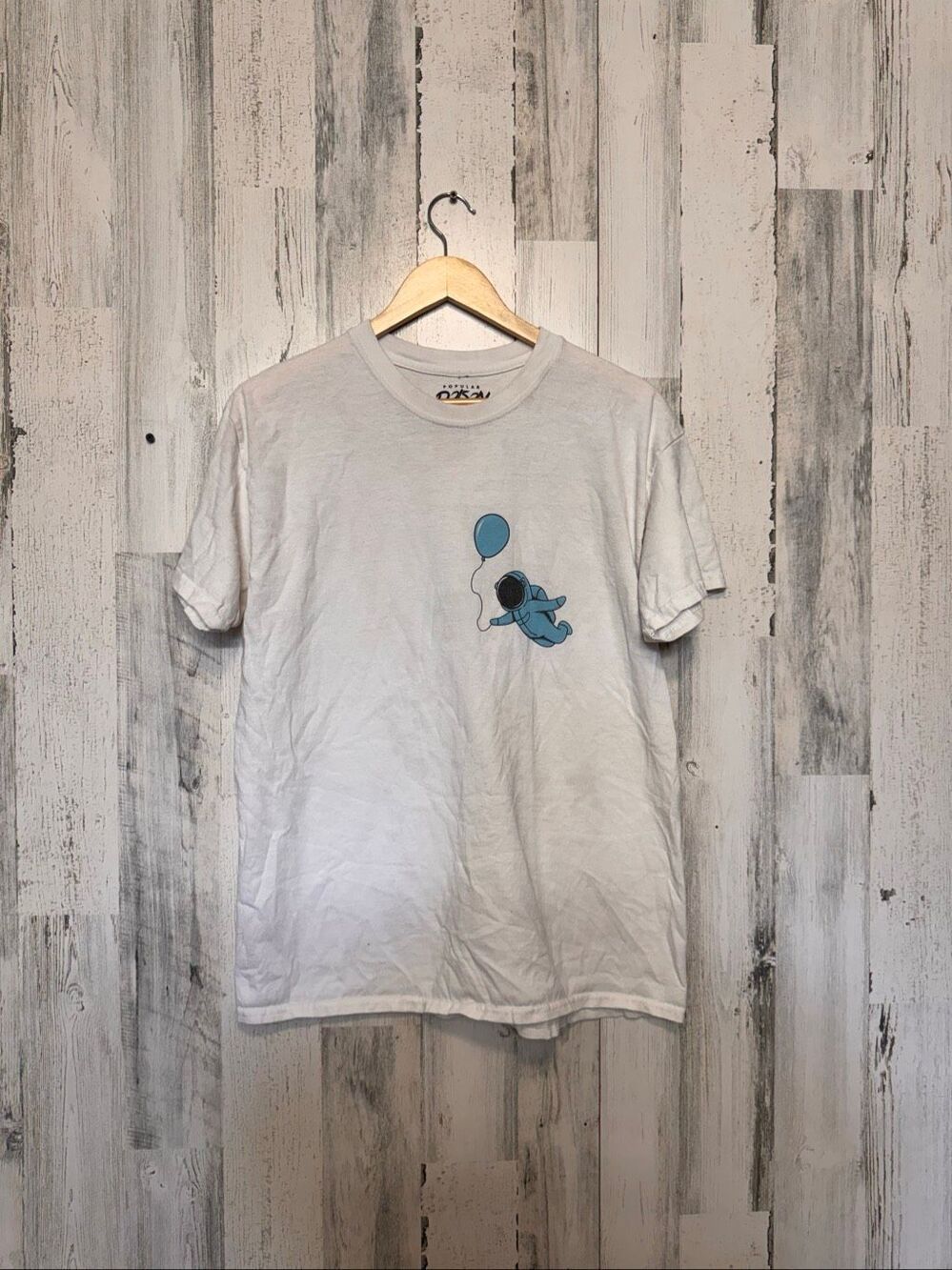 Popular Poison White Astronaut Balloon Stay Fly Graphic Short Sleeve T-Shirt L